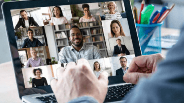 Group of people participating in a virtual meeting